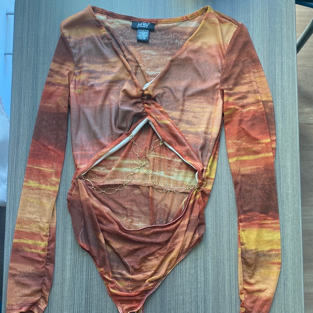 orange (sunset) sheer bodysuit